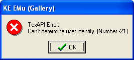 User identity error message